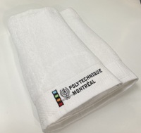 Serviette de bain blanche avec logo Polytechnique