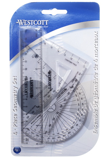 inodiref 4 Pièces Règle Equerre Rapporteur Ensemble de Règles Géométrie Kit  avec Règle de 15 Cm Rapporteur et Équerres 60° et 45° pour Student