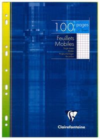 Feuilles mobiles quadrillees 100 feuilles #1732