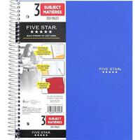 Cahier spiral 3 suj. 8.5x11 150 pages five star #06048