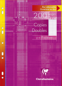 Feuilles copies doubles perforées quadrillées 200pages 4712 *S